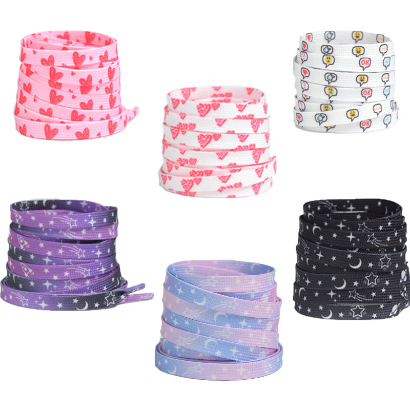 Tie-Dye Polyester Flat Shoelaces for Sneakers