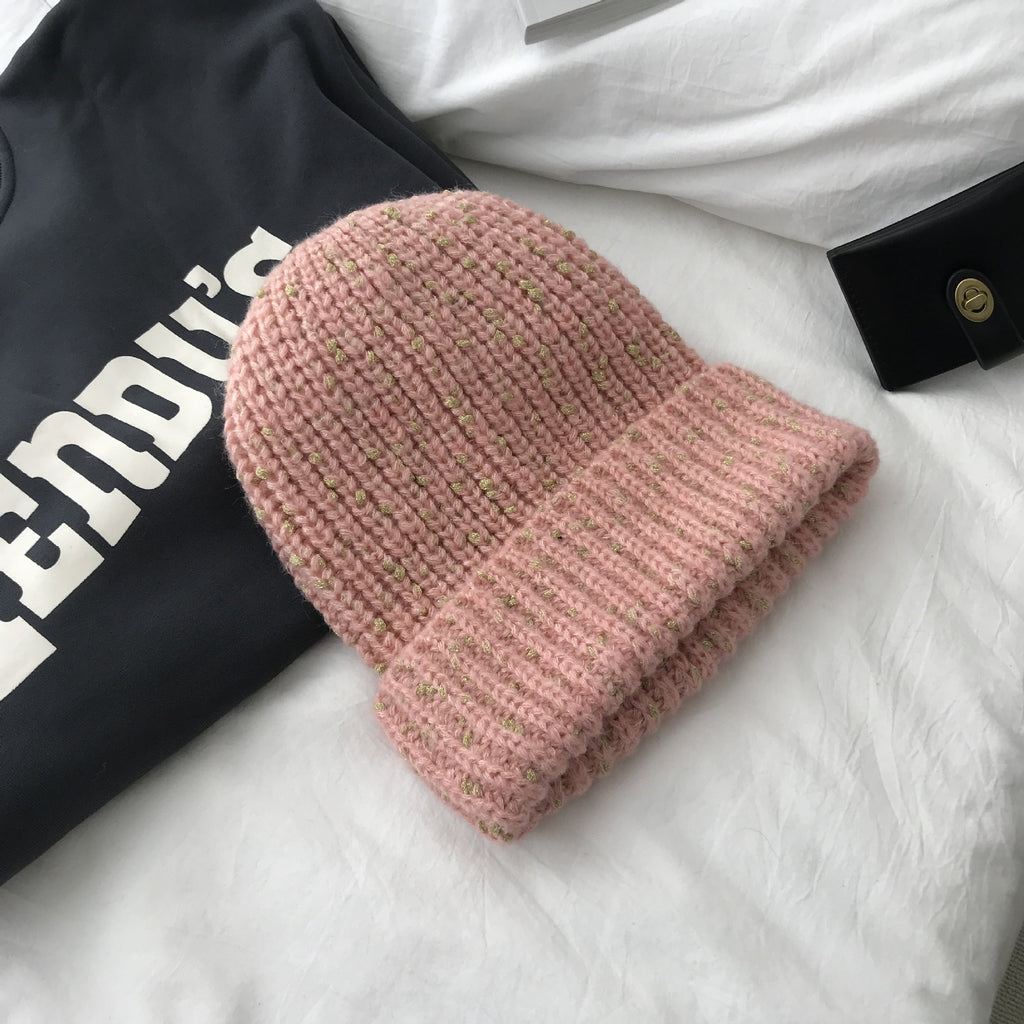 Women's Thick Knitted Hat for Autumn and Winter