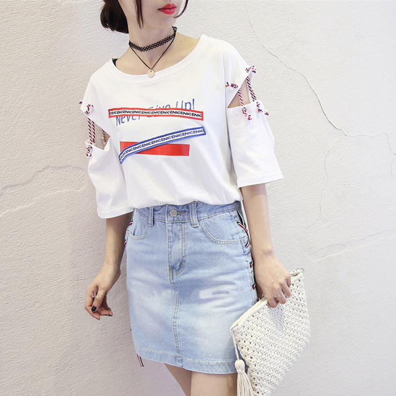 Harajuku Lace Women's T-Shirt, Casual Loose Fit Top