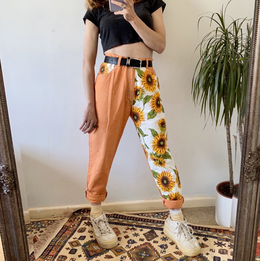 Casual Print Stitching Loose Leg Trousers for Women