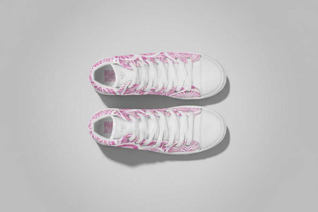 Urban Mandala – Pink Pattern High-Top Canvas Sneakers