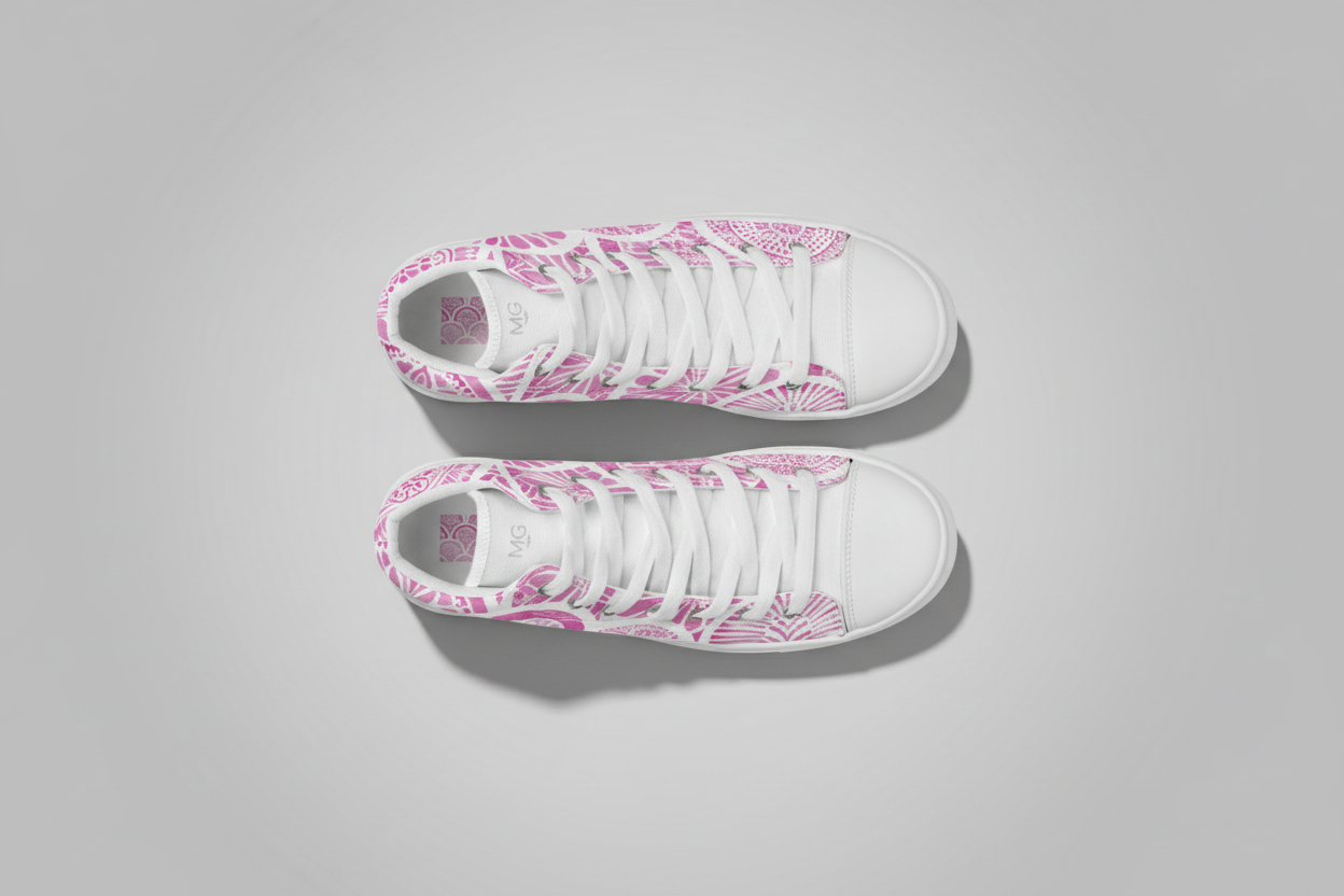 Urban Mandala – Pink Pattern High-Top Canvas Sneakers