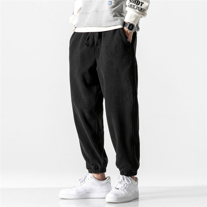 Trendy Flannel Drawstring Rocking Grain Sweatpants