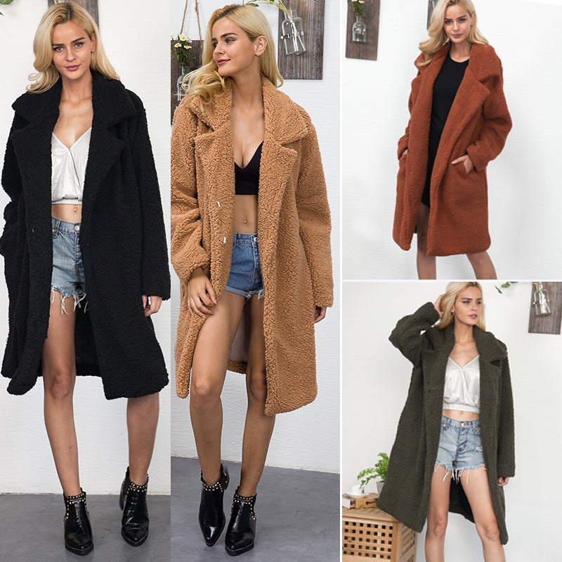 Faux Fur Coat - Winter Lamb Wool Urban Chic Outerwear
