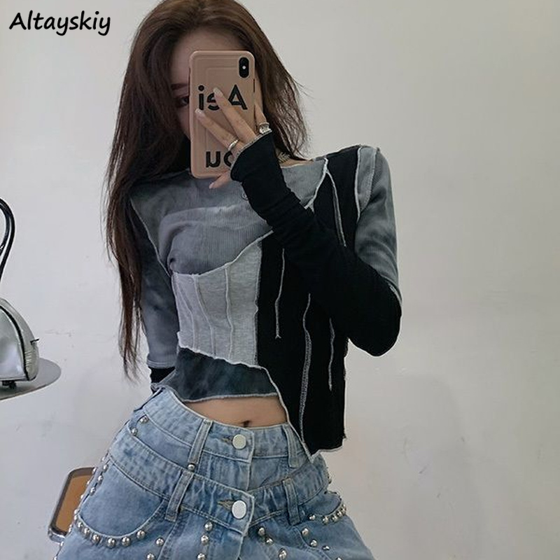 Women's Slim Irregular Splicing Casual T-shirt (1pc)