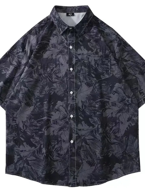 Korean Style Tie Dye Pocket Half Sleeve Shirts for Teens