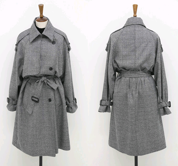 Houndstooth Long Coat for Women - Stylish & Loose Fit