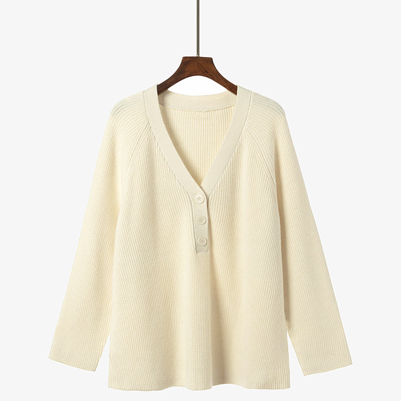 Korean Style V-Neck Sweater for Plus Size Women