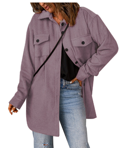 Women's Solid Color Corduroy Casual Woolen Jacket