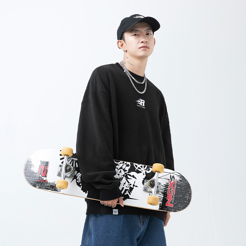 Men's Polar Fleece Round Neck Sweatshirt - Japanese Style