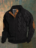 Men's Digital Vintage Printed Stand Collar Sweater