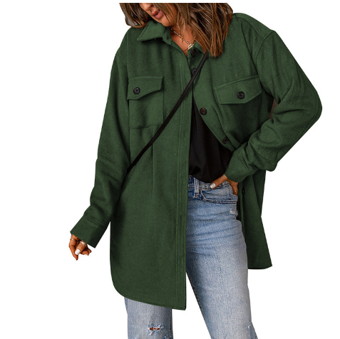 Women's Solid Color Corduroy Casual Woolen Jacket