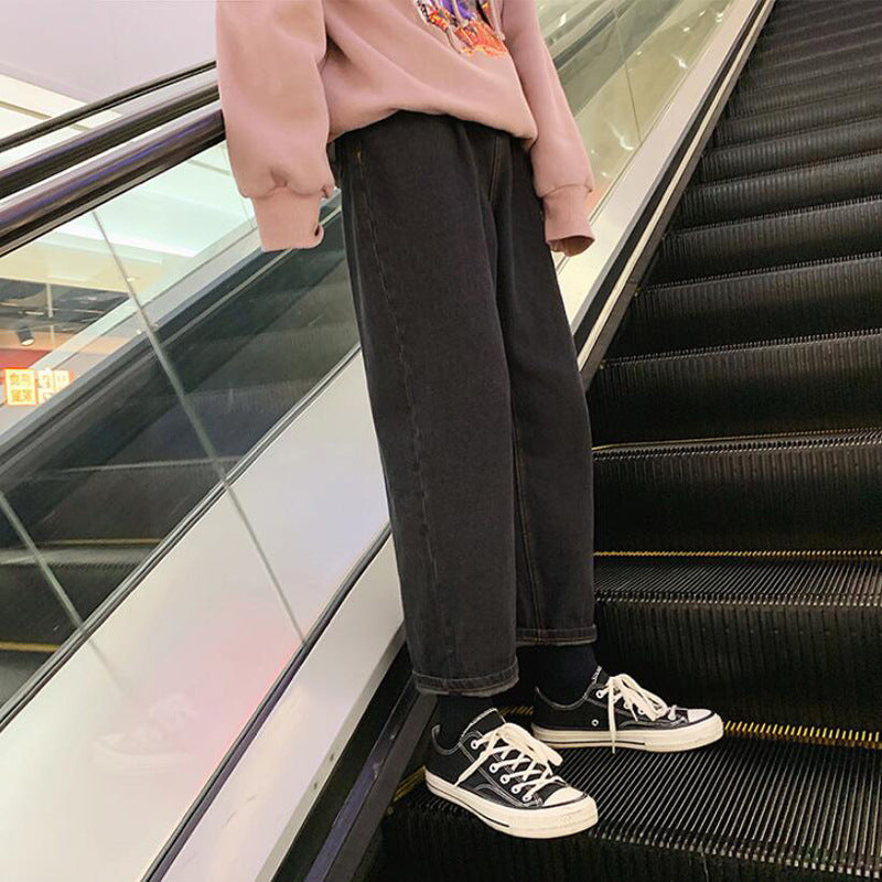Men's Retro Hong Kong Style Nine-Point Jeans