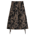 High Waist Retro Ink Color Mid-Length Slit Skirt