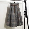 Thick Retro Plaid Long Skirt for Autumn and Winter