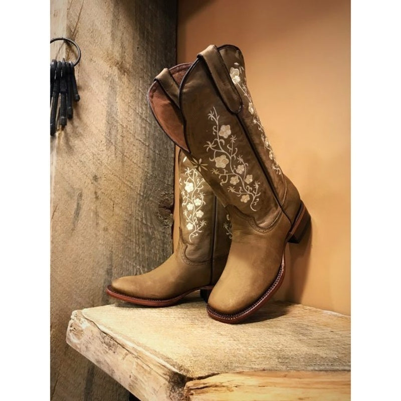 Plus Size Women's Embroidered Mid-Heel Boots
