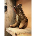 Plus Size Women's Embroidered Mid-Heel Boots