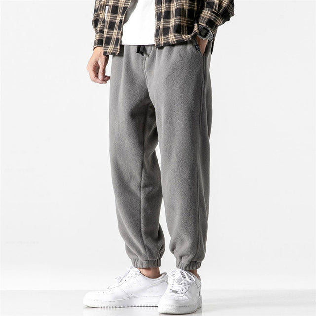 Trendy Flannel Drawstring Rocking Grain Sweatpants