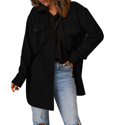 Women's Solid Color Corduroy Casual Woolen Jacket