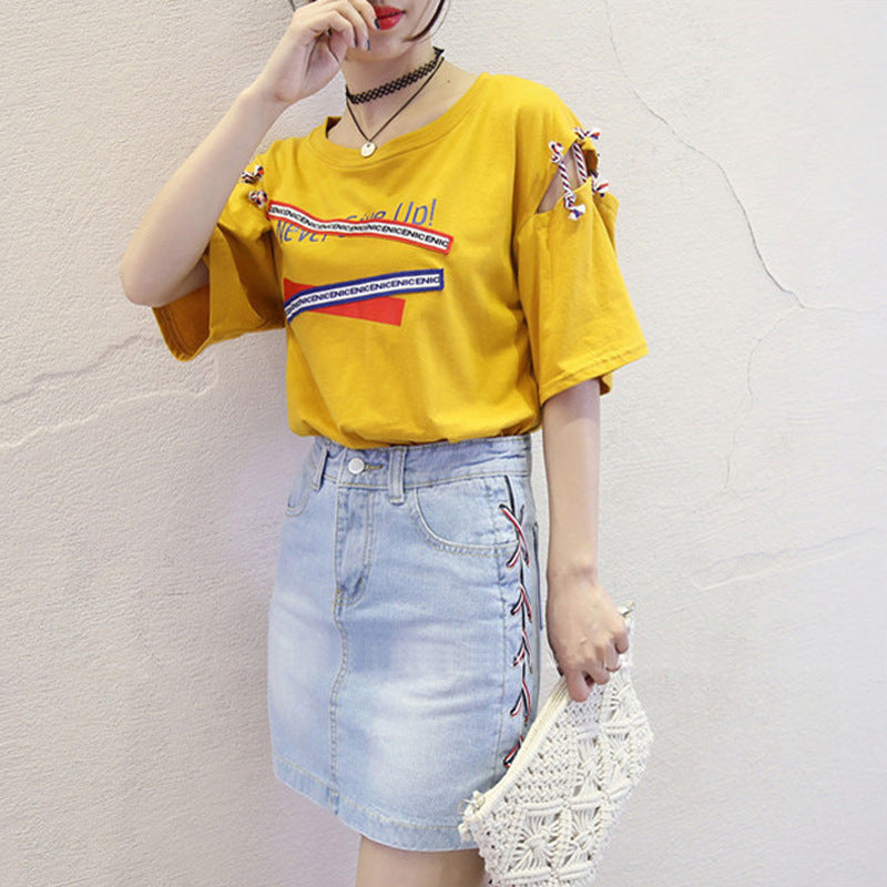 Harajuku Lace Women's T-Shirt, Casual Loose Fit Top