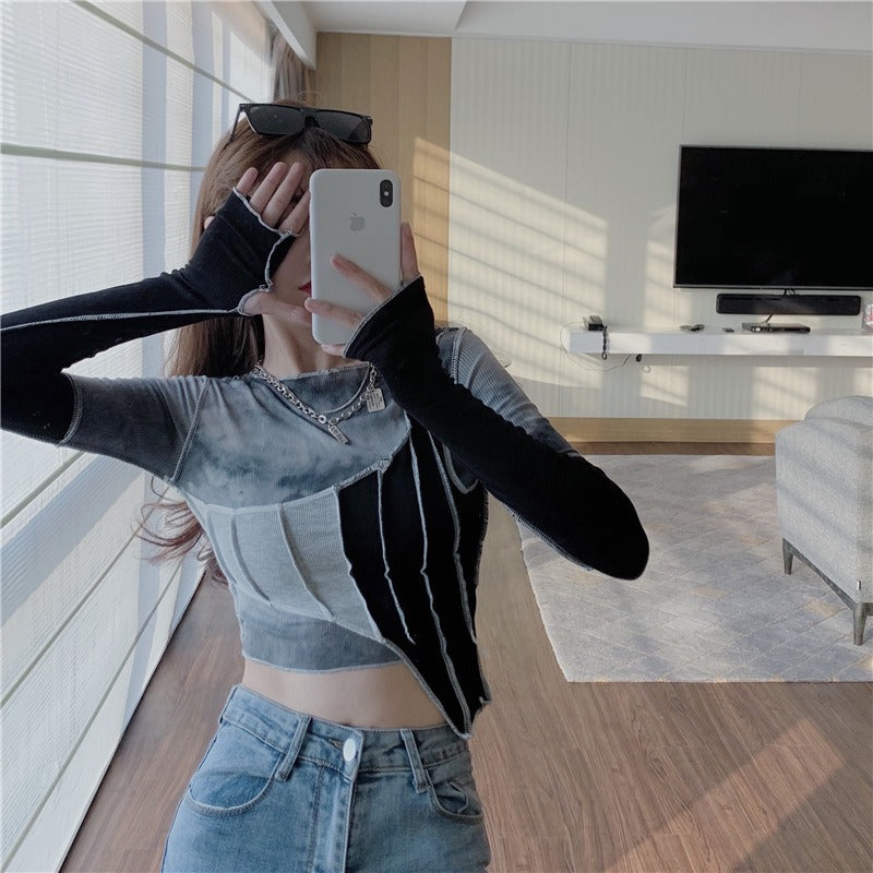 Women's Slim Irregular Splicing Casual T-shirt (1pc)