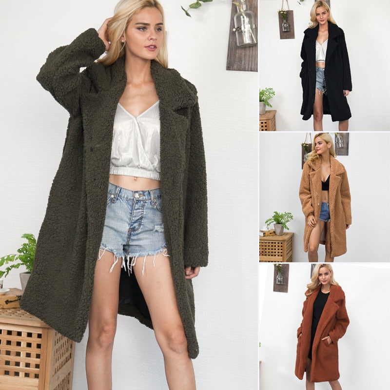 Faux Fur Coat - Winter Lamb Wool Urban Chic Outerwear