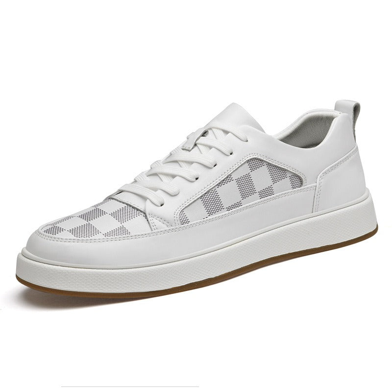 Men's Trendy White Casual Sneakers with Laces