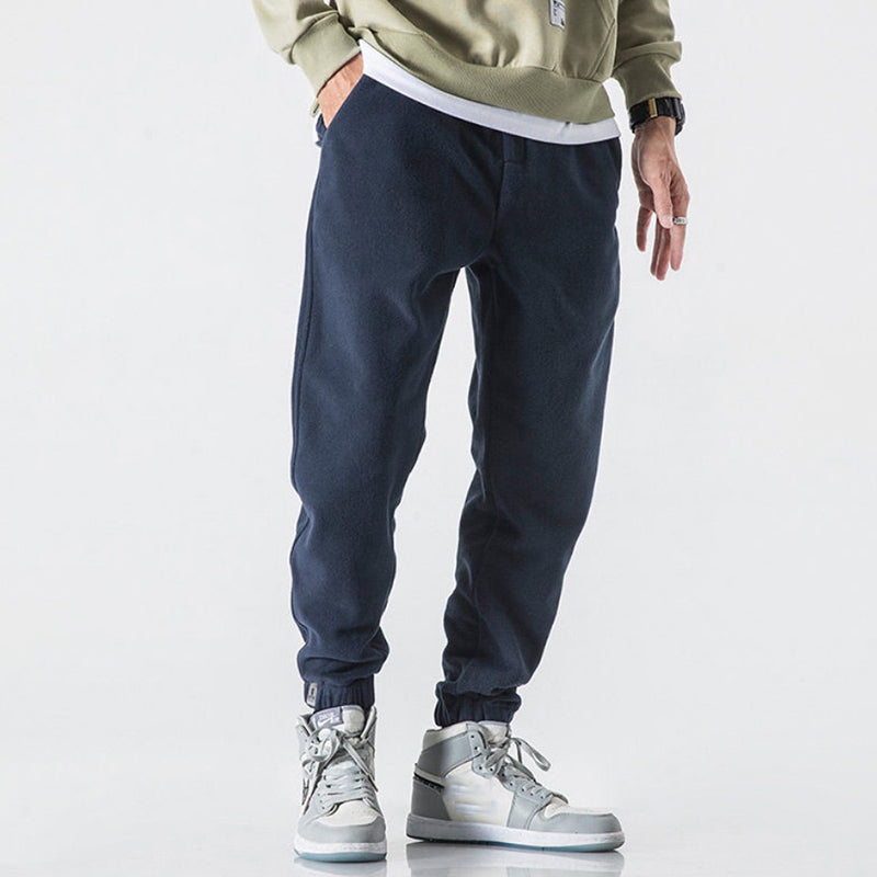 Trendy Flannel Drawstring Rocking Grain Sweatpants