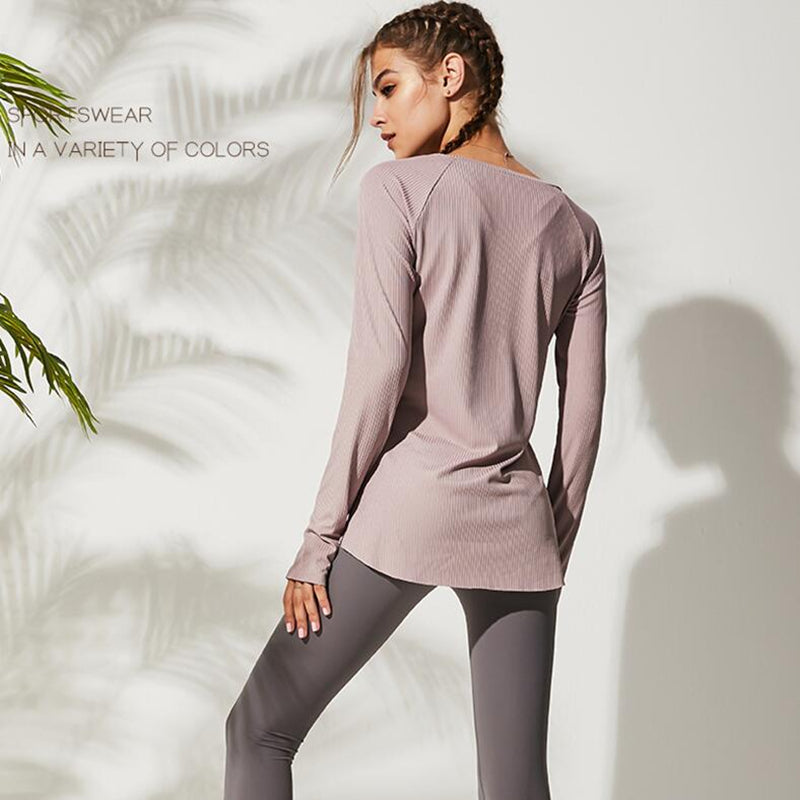 Autumn Women's Fitness Long Sleeve Yoga Top with Thumbholes