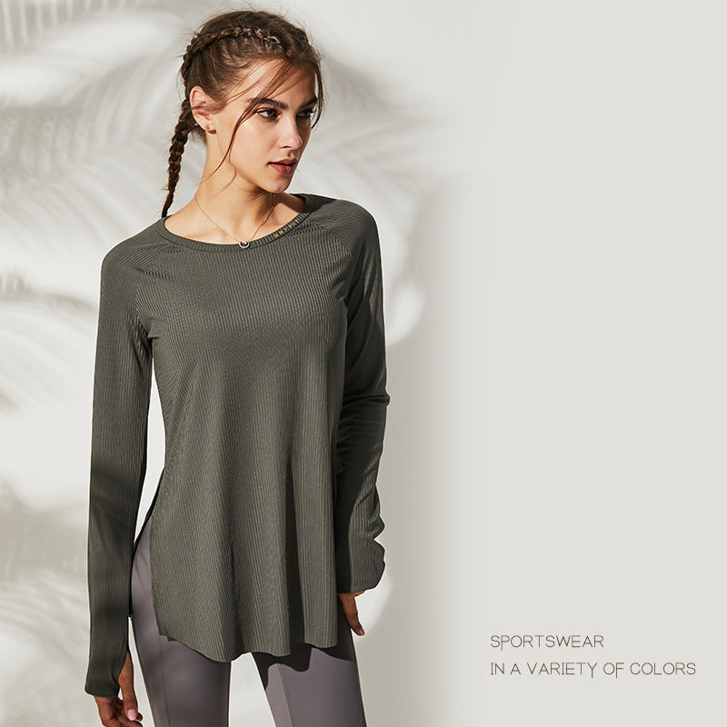 Autumn Women's Fitness Long Sleeve Yoga Top with Thumbholes