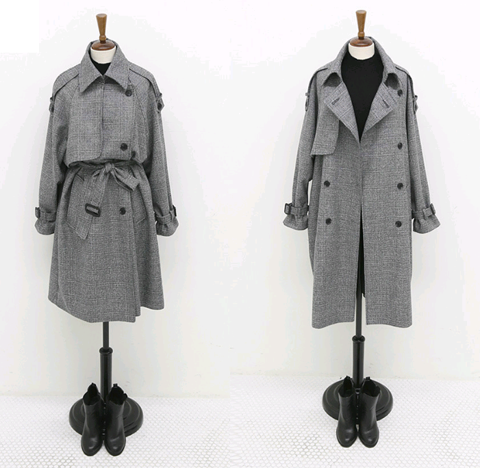 Houndstooth Long Coat for Women - Stylish & Loose Fit