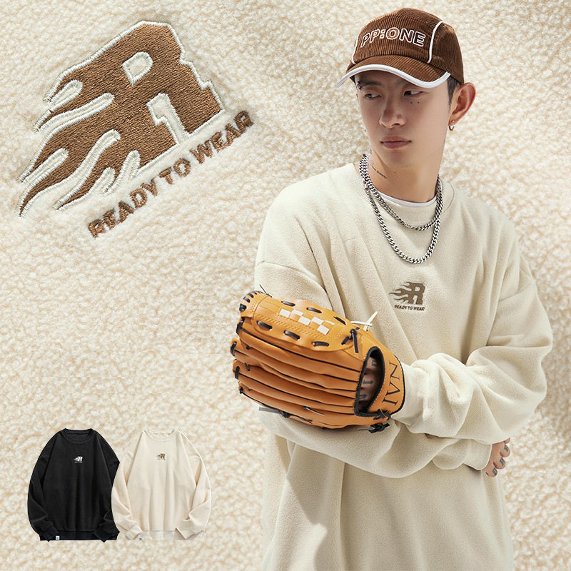 Men's Polar Fleece Round Neck Sweatshirt - Japanese Style