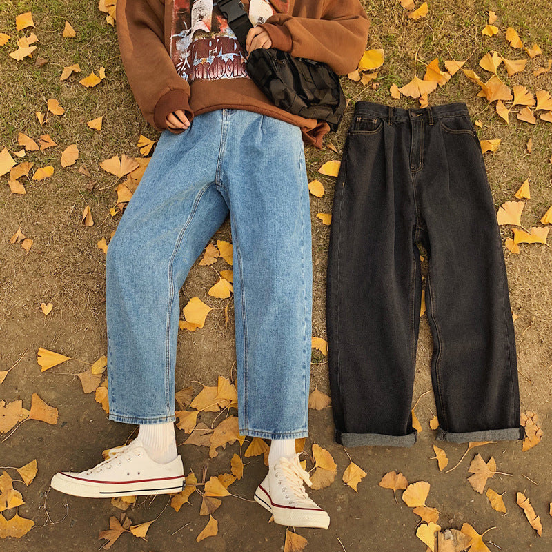 Men's Retro Hong Kong Style Nine-Point Jeans