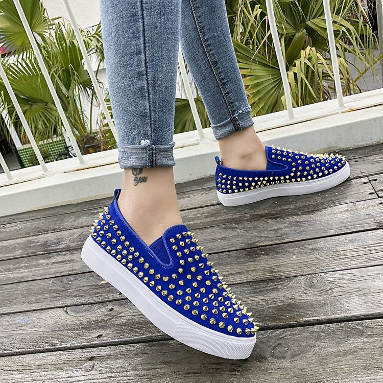 Women's Platform Casual Slip-On Shoes with Rivets