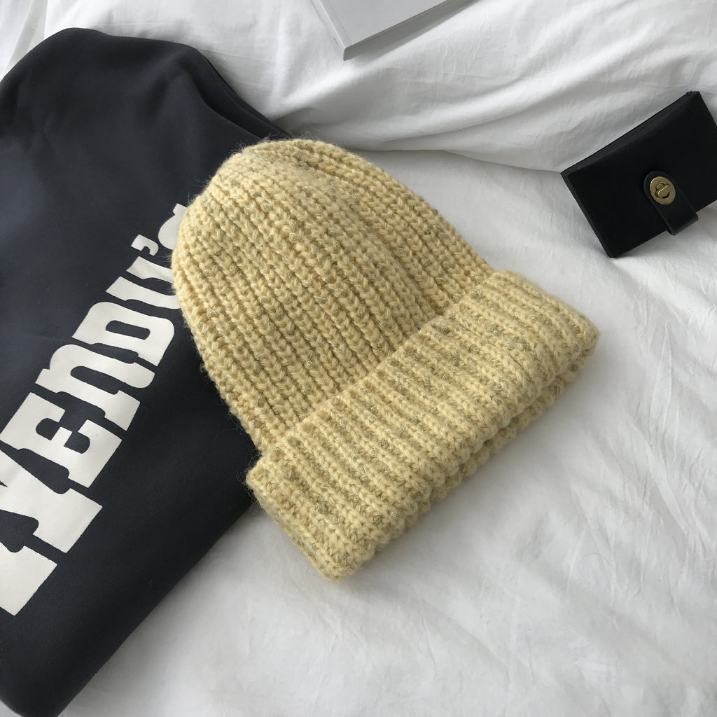 Women's Thick Knitted Hat for Autumn and Winter
