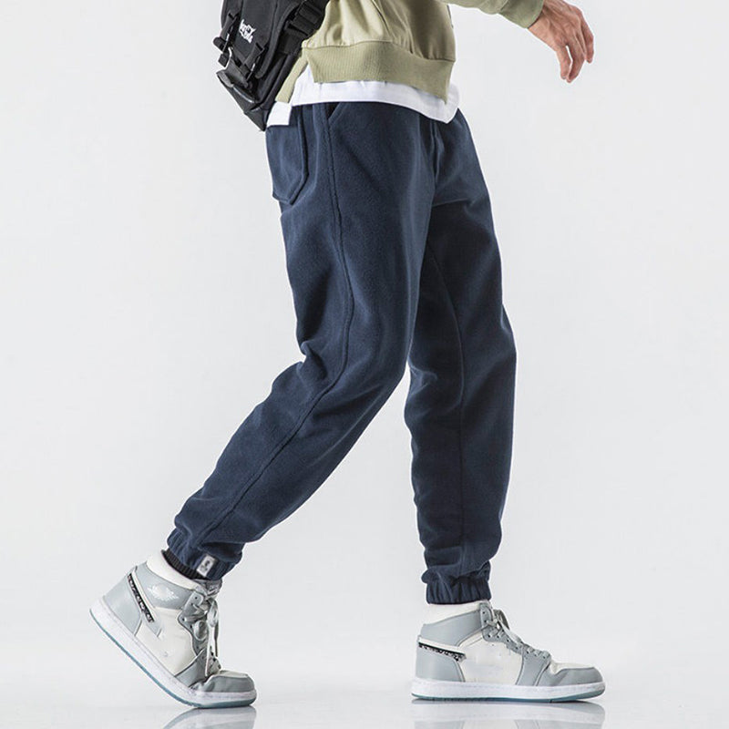 Trendy Flannel Drawstring Rocking Grain Sweatpants