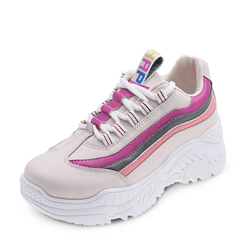 New Korean Style Thick Sole White Sneakers for Women