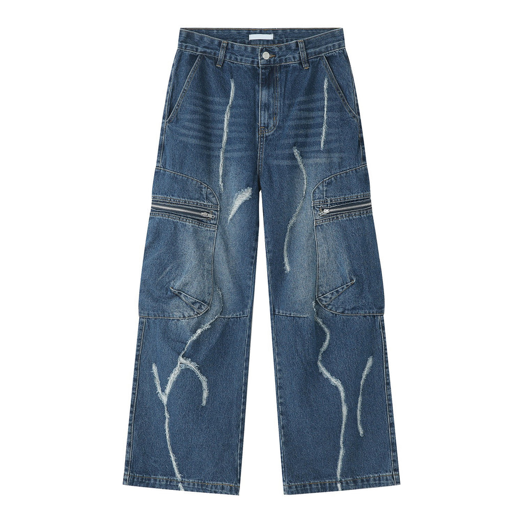 Loose Straight Zipper Hip Hop Cargo Pants for Men