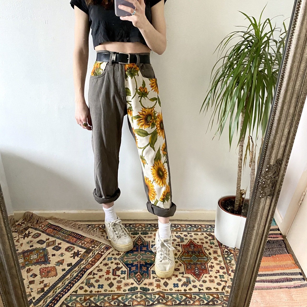 Casual Print Stitching Loose Leg Trousers for Women