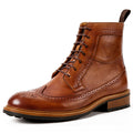 Men's High-Top Casual Leather Boots with Round Toe