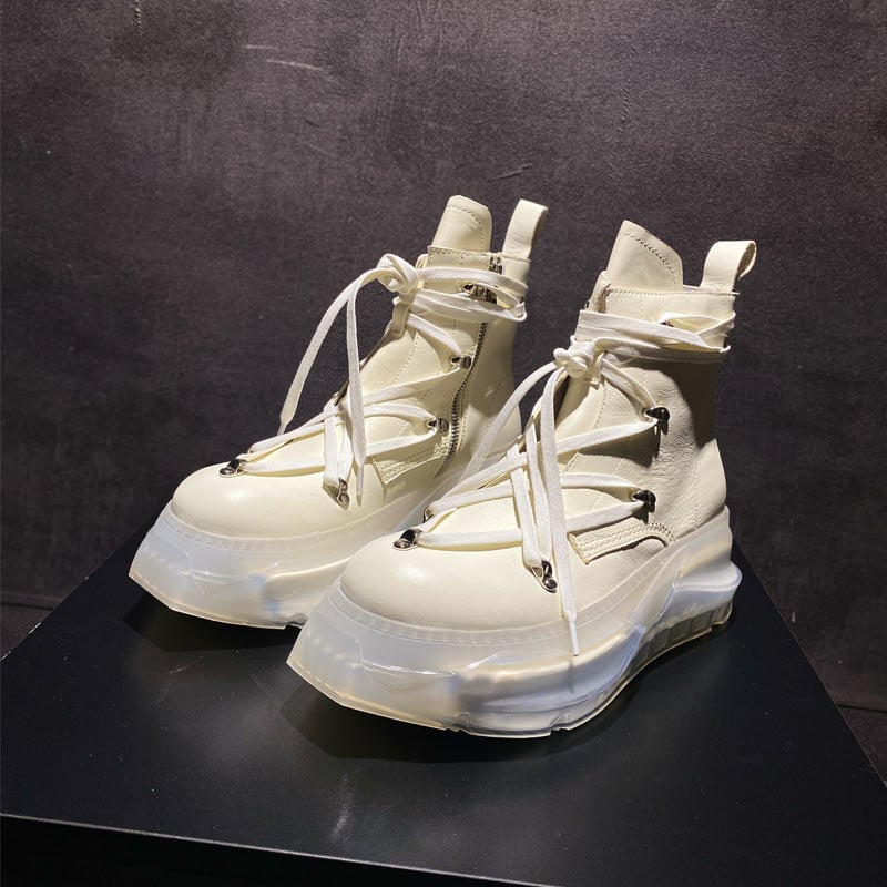 Men's High-Top Ankle Boots in Cowhide Leather