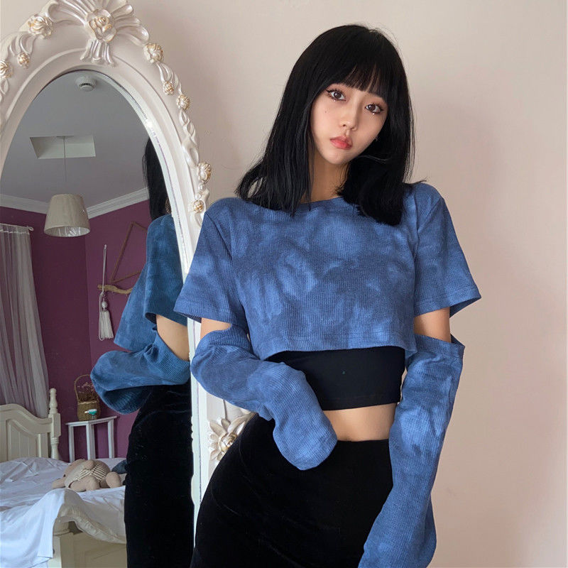 Tie Dyed Women's Short Sleeve Bottoming Shirt