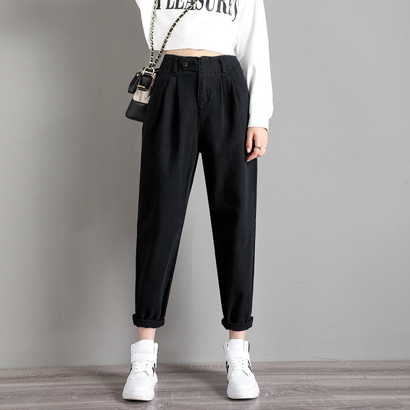 Loose High Waist White Nine-Point Jeans