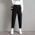 Loose High Waist White Nine-Point Jeans
