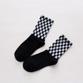 Japanese Style Cotton Black and White Checkered Socks