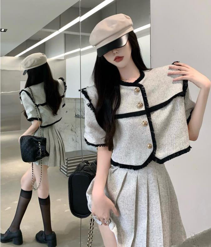 Fringe Cropped Top and Fashion Skirt Two-Piece Set
