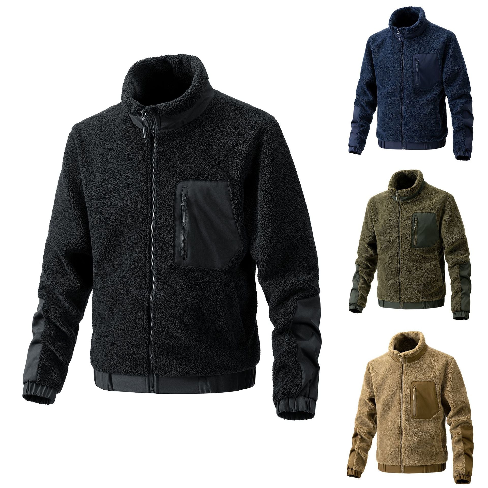 Men's Fleece Jacket with Stand Collar - Autumn/Winter Fashion