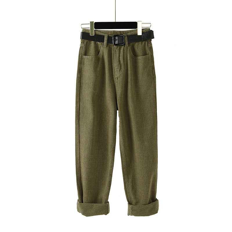 New High-Waisted Fleece-Lined Cropped Jeans