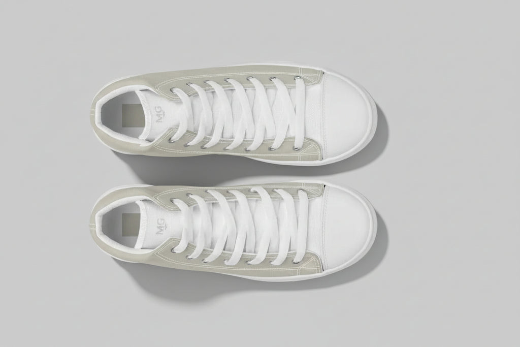 Urban Stone  – Neutral High-Top Canvas Sneakers