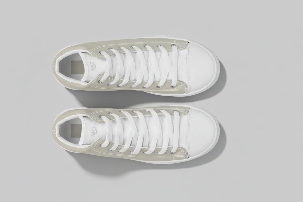 Urban Stone  – Neutral High-Top Canvas Sneakers